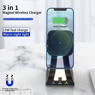Phone Watch 3 In 1 Wireless Charger 20W / 15W Fast Magnetic With Dimmable LED Light